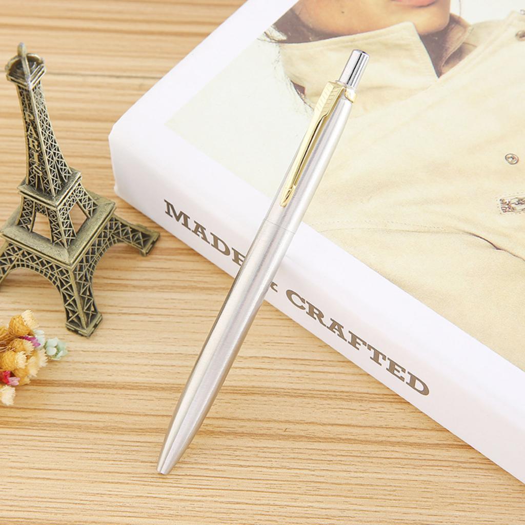 Press The Button To Activate The Ballpoint Pen's Semi- T-shaped Steel Barrel.