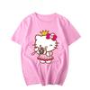 Sanrio Cute Hello Kitty Print 100% Cotton Children's T-shirt Summer Daily Outdoor Sports Party Casual Loose Street Short-sleeve