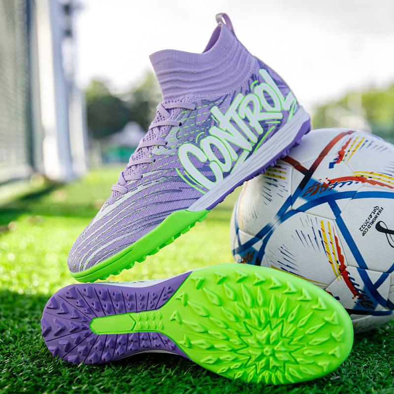 Mens Football Shoes  New Anti Slip Wear Resistant High Cut Casual TF Adults Fast Sports Soccer Cleat Teenager Sneakers