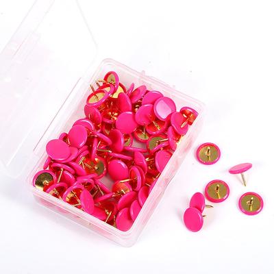 100Pcs Notice Board Round Push Pins Tacks Point Map Thumb Decorative Thumb Tacks Metallic Color Round Head Map Tacks
