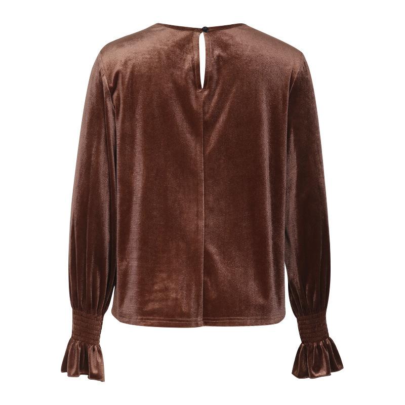 Blusa de mujer de primavera y otoño con encaje Murad, cómoda, informal, manga larga