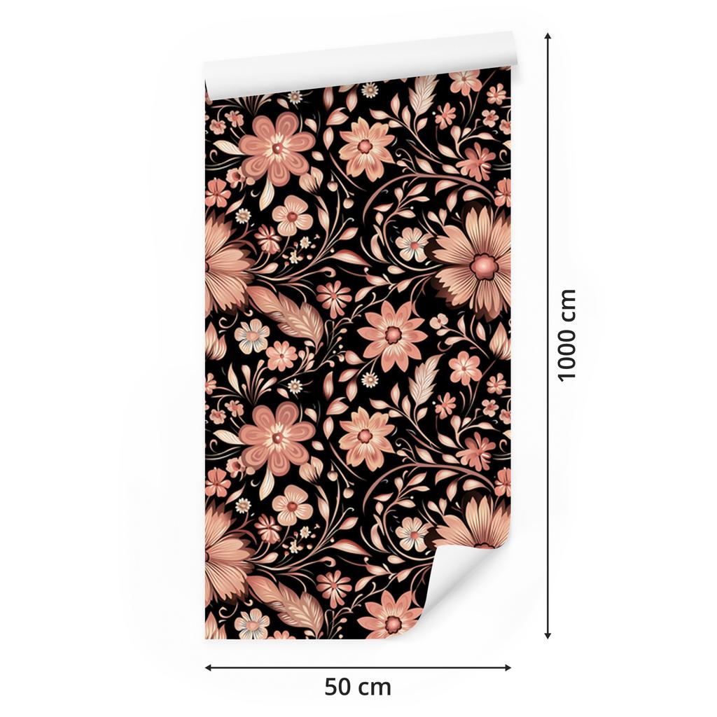 Beautiful Flowers Wallpaper Rust and Brown for Living Room and Bedroom 50x1000