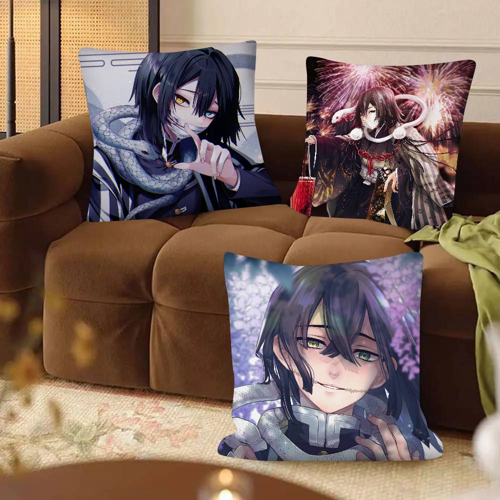Anime Demon Slayer Obanai Iguro Kissenbezug Mode Quadratischer Kissenbezug Schlafzimmer Sofa Raum Ins Dekoration Freizeit