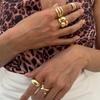 Simple Wide Face Geometric Chunky Ring Set for Women Men Irregularcross Hollow Open Rings Vacation Party Jewelry Charm Gold Silver Color