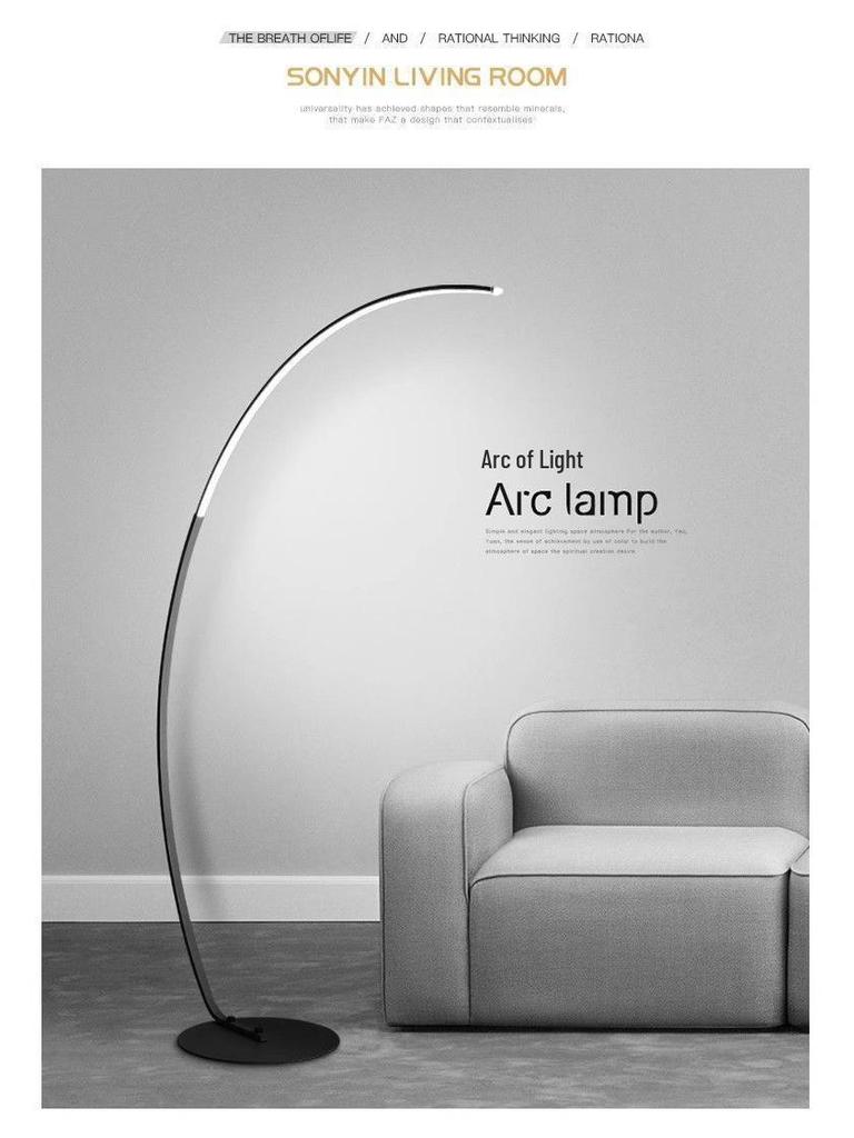 Minimalist Curved LED Floor Lamp for Living Room Art Showrooms