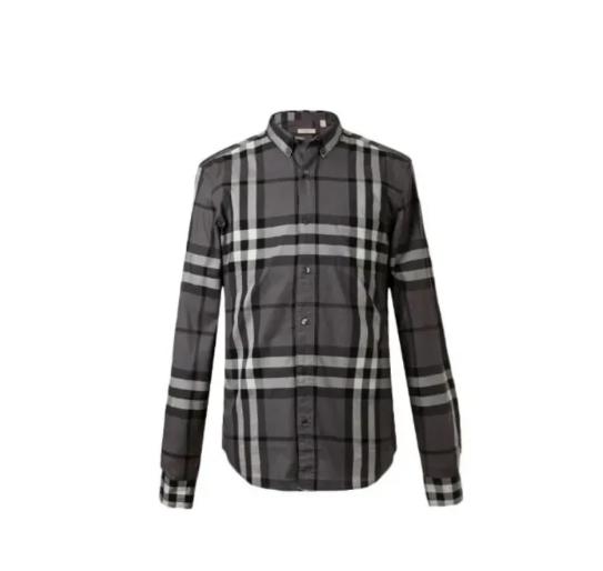 

Burberry Plaid Pattern Long-Sleeved Shirt Men s Black S