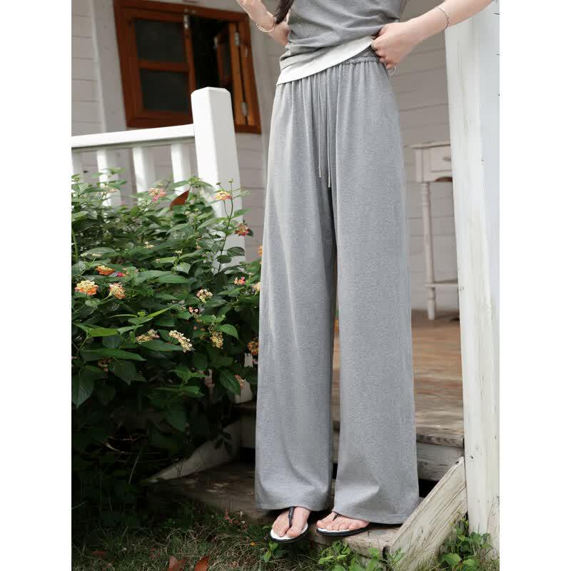 Luxiangnan Women s Gray Sporty Wide-Leg Pants S