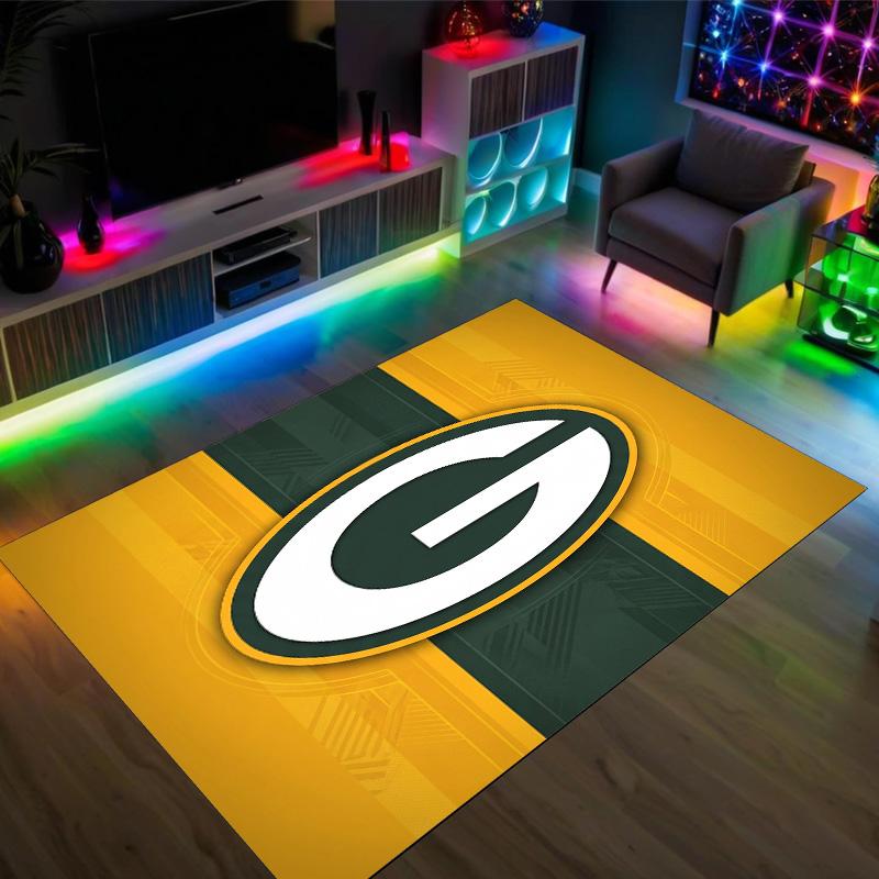 Green Bay Packers Design Crystal Velvet Carpet Cozy Non?Slip Printed Rug For Bedroom Living Room Entrance
