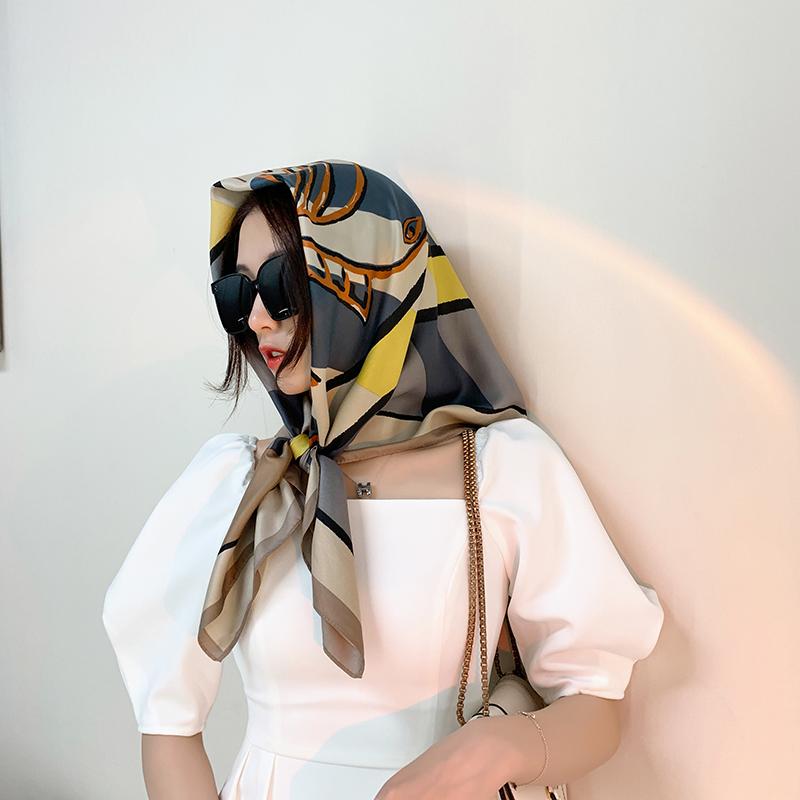 Spring Scarf Women's Luxury Design Polyester Material Smooth Scarf Soft Shawl Beach 90x90cm