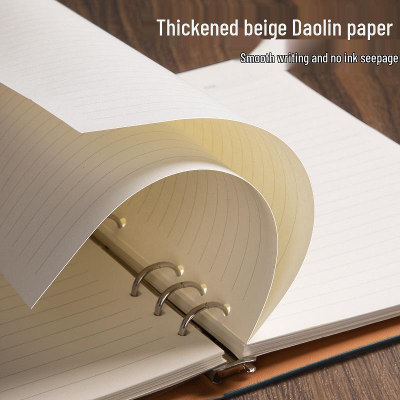 A5 Leather Cover Ring Binder Notebook 2025, Minimalist Retro B5, Thickened & Removable for Business Office