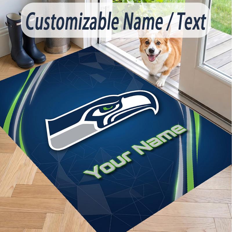 Custom Text Printed Rug Seattle Seahawks Non Slip Floor Carpet For Home Room Decor