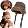 Fashion Warm Womens Bucket Hat Solid Color Fluffy Faux Mink Hats Coldproof Ear Protection Caps Winter