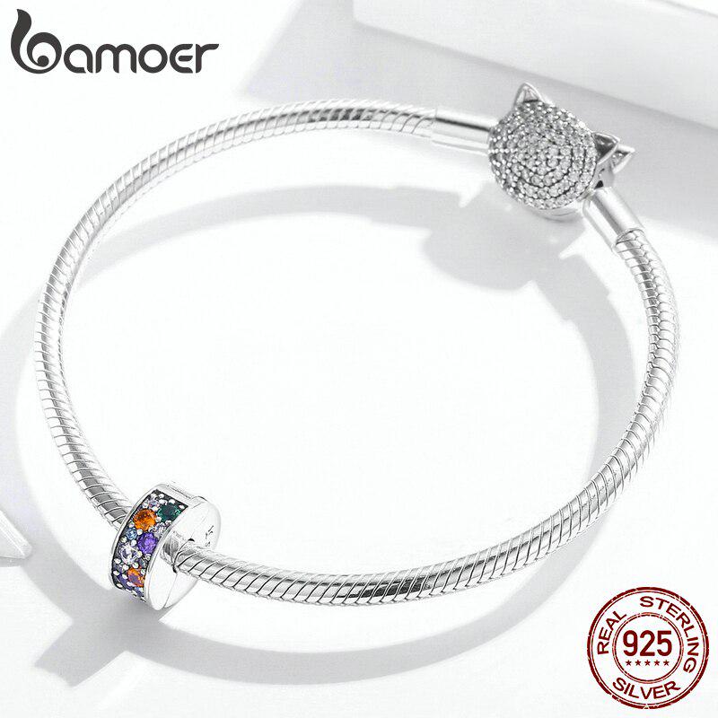 Bamoer Sterling Silver 925 Colorful Garden CZ Beads for Women Jewelry Making Charm Fit Original Bracelet DIY Jewelry
