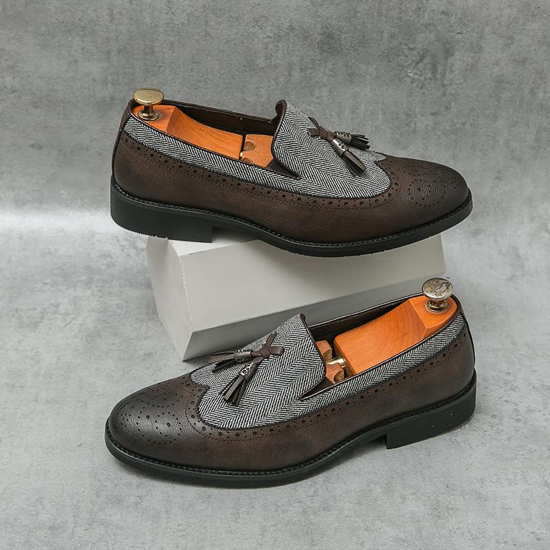 

Мокасины мужские из искусственной кожи с низким каблуком, кисточками, с блочной скульптурой, удобные, классические, деловые, повседневные, мужские туфли, большой размер 38-46 46 коричневый