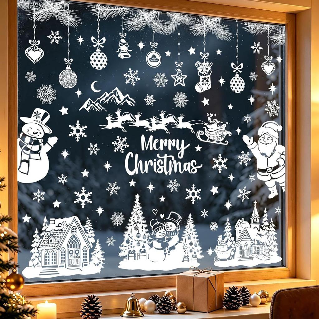 Christmas Window Static Cling Decorations for Living Room, Bedroom and Holiday Party