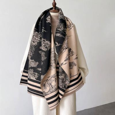 Winter Women Cashmere Scarf Thick Warm Pashmina Shawls Wraps Floral Print Lady Blanket Echarpe Bufanda Hijab Female