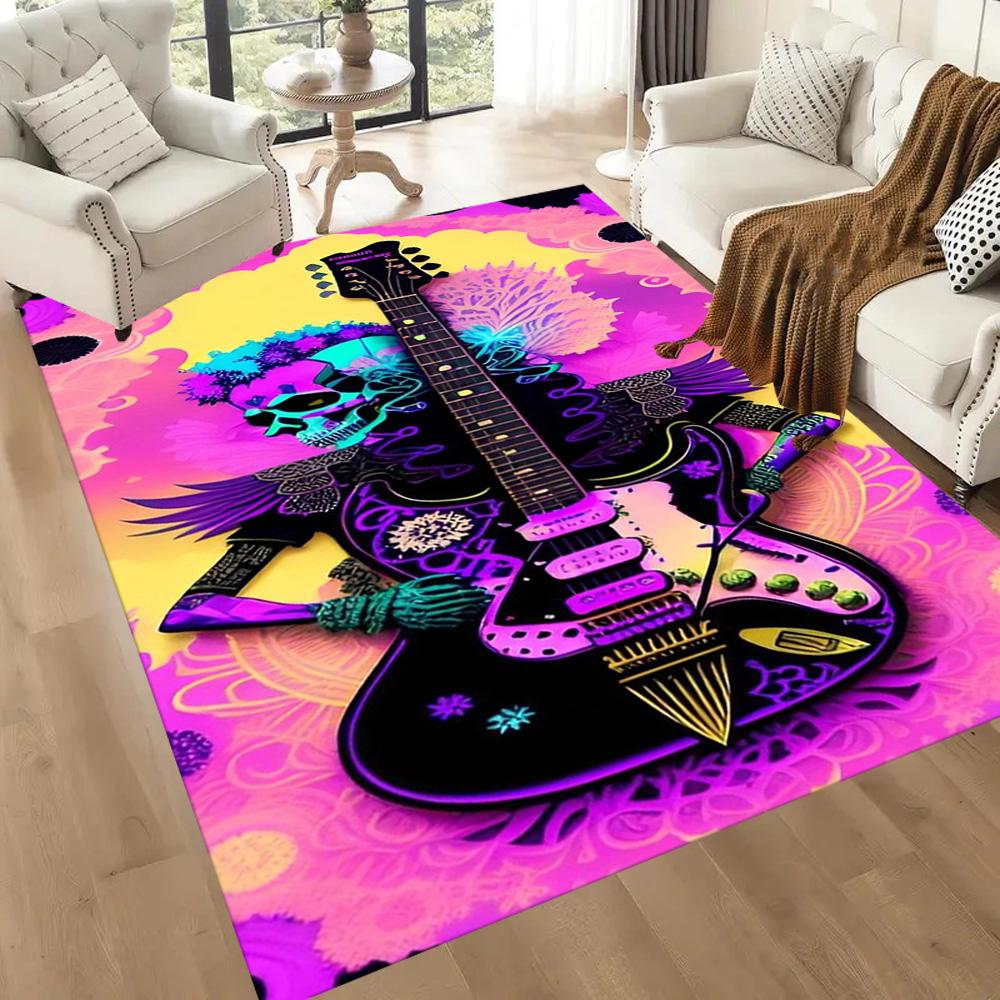 Golden Skull Artwork Floor Mats for Living Room, Bedroom and Room Decoration Are Suitable for Gifts.