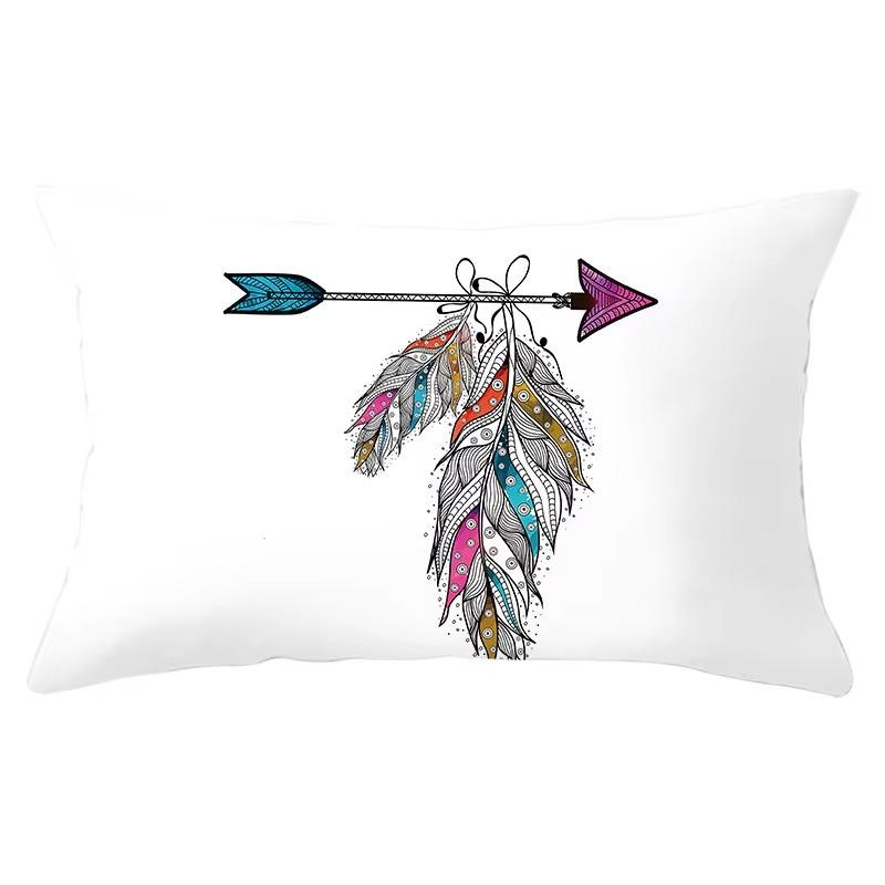 30X50cm Feather Pattern Printed Decorative Cushion Bedroom Living Room Backrest Home Rectangular Pillowcase