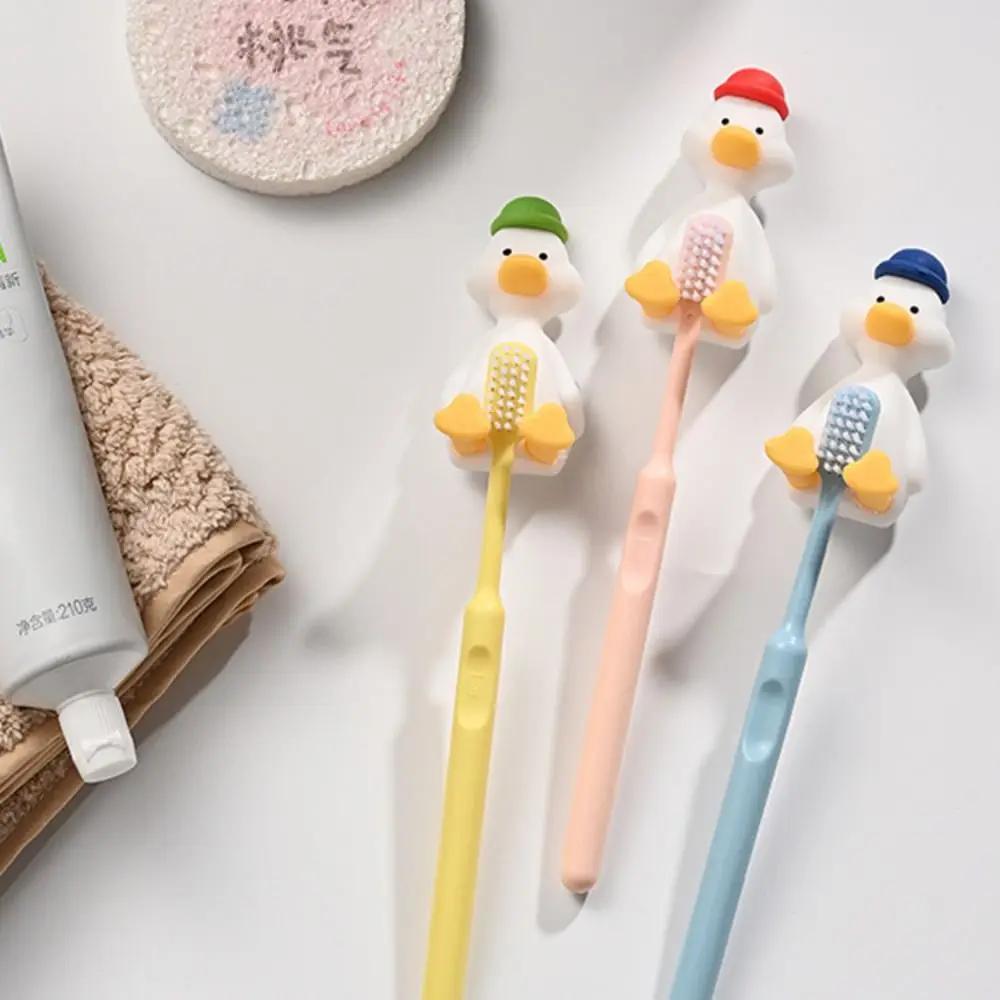 Creativity Silicone Duck Toothbrush Holder 3D Cute Toothbrush Rack Wall-mounted Suction Cup Storage Rack Bathroom Supplies