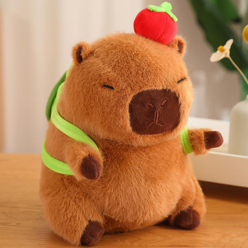 Capybara Plush Huggable Toy With Unique Food Designs And Soft Short Plush Fabric