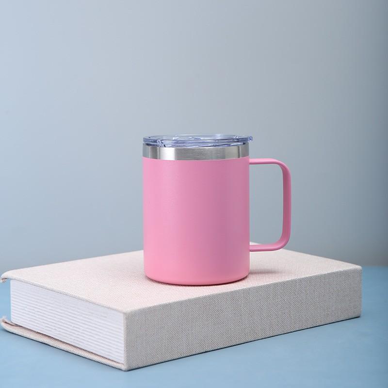 Double Wall Vacuum Insulated Stainless Steel Travel Mug With Handle 12oz Office Outdoor Car Use