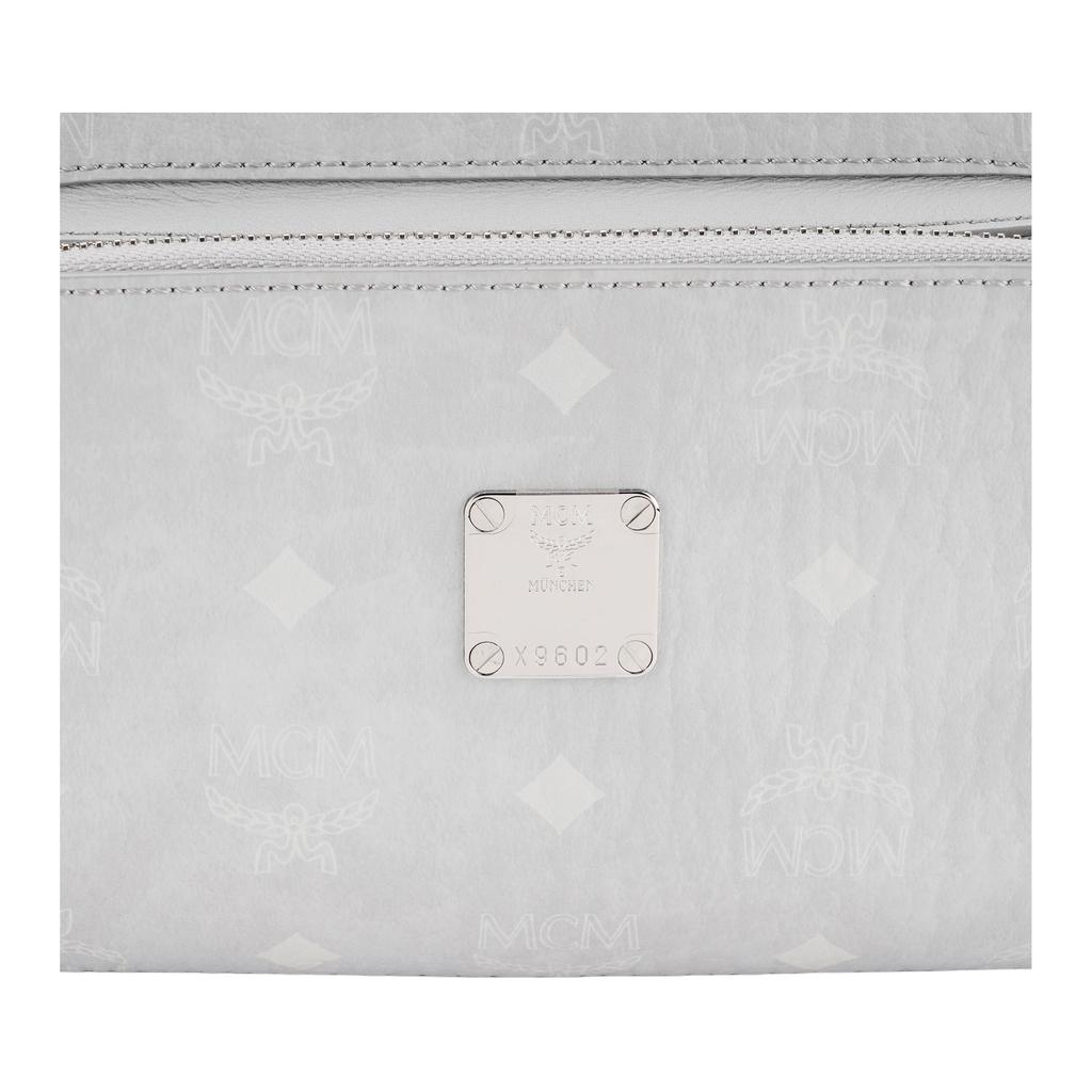New MCM Aren Visetos Nappa Leather Trim Shoulder Bag, Crossbody Bag Small Women's Gray MMRAAKC02FP001