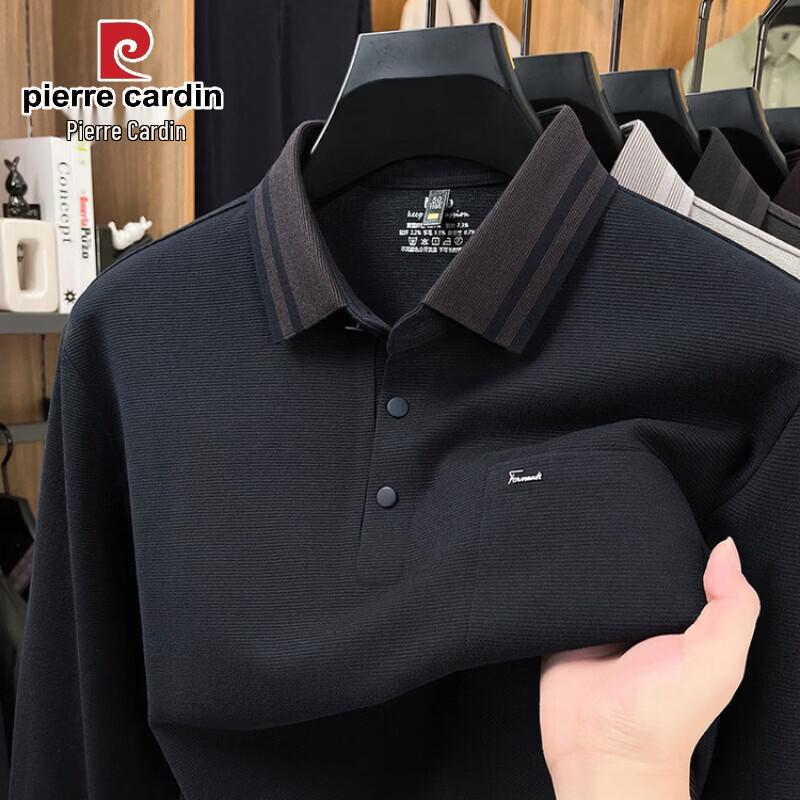 Pierre Cardin Men s Long-Sleeve Lapel Polo Shirt 4XL