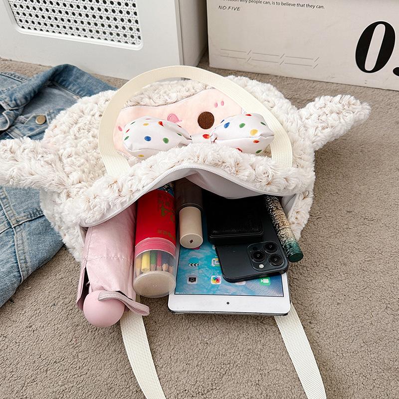 New shoulder bag large capacity plush bag women's autumn and winter Japanese tote bag cute cartoon backpack