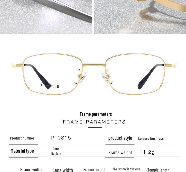 Ultra-Light Pure Titanium Myopia Glasses: Oval Frame for Small Faces, High Prescription, Black