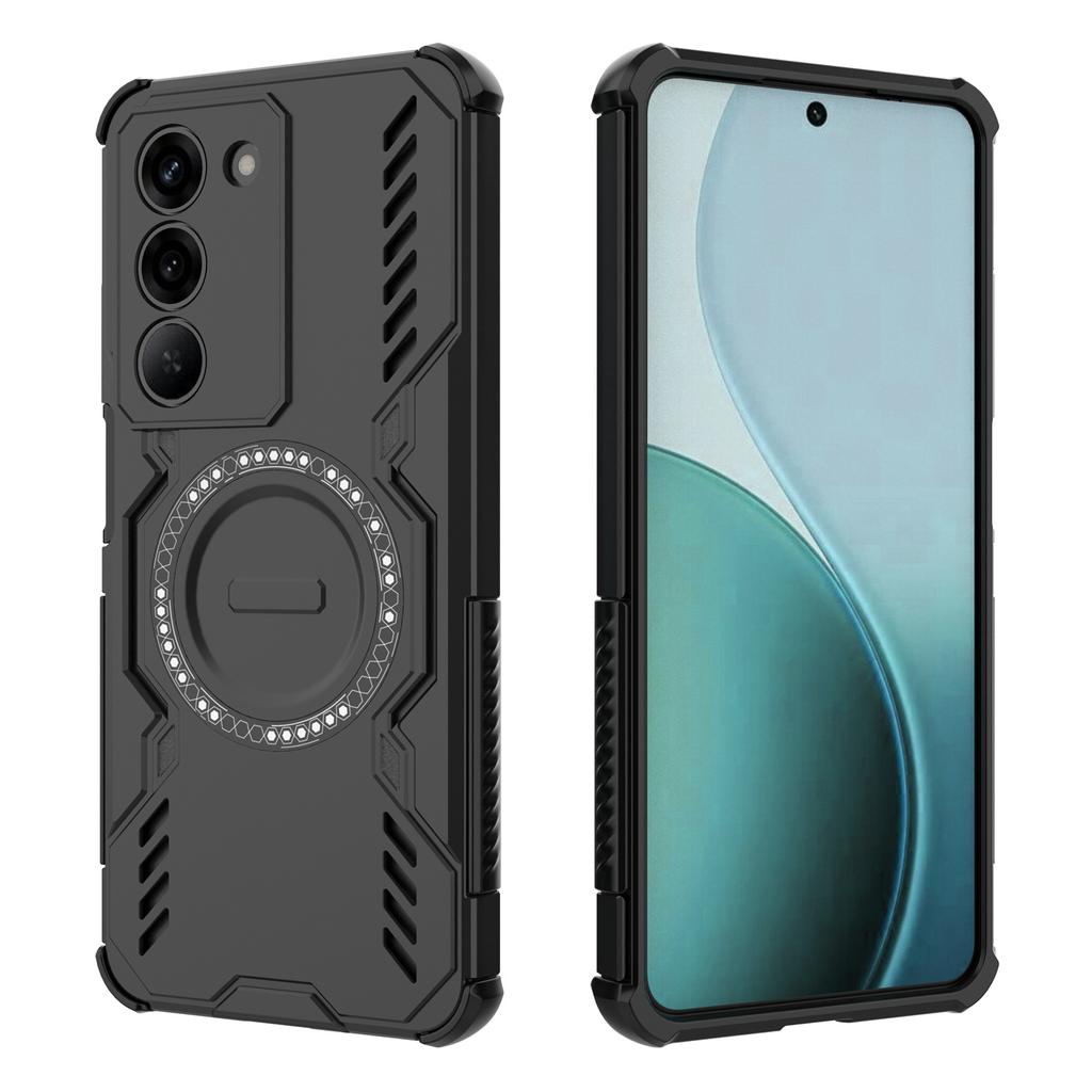 For Realme 14x 5G/V60 Pro 5G Magnetic Case Butterfly Armor Hollow Heat Dissipation PC+TPU Phone Cover