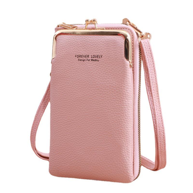 2025 Women's Korean Style Lychee Grain Large Capacity Crossbody Phone Bag & Wallet.