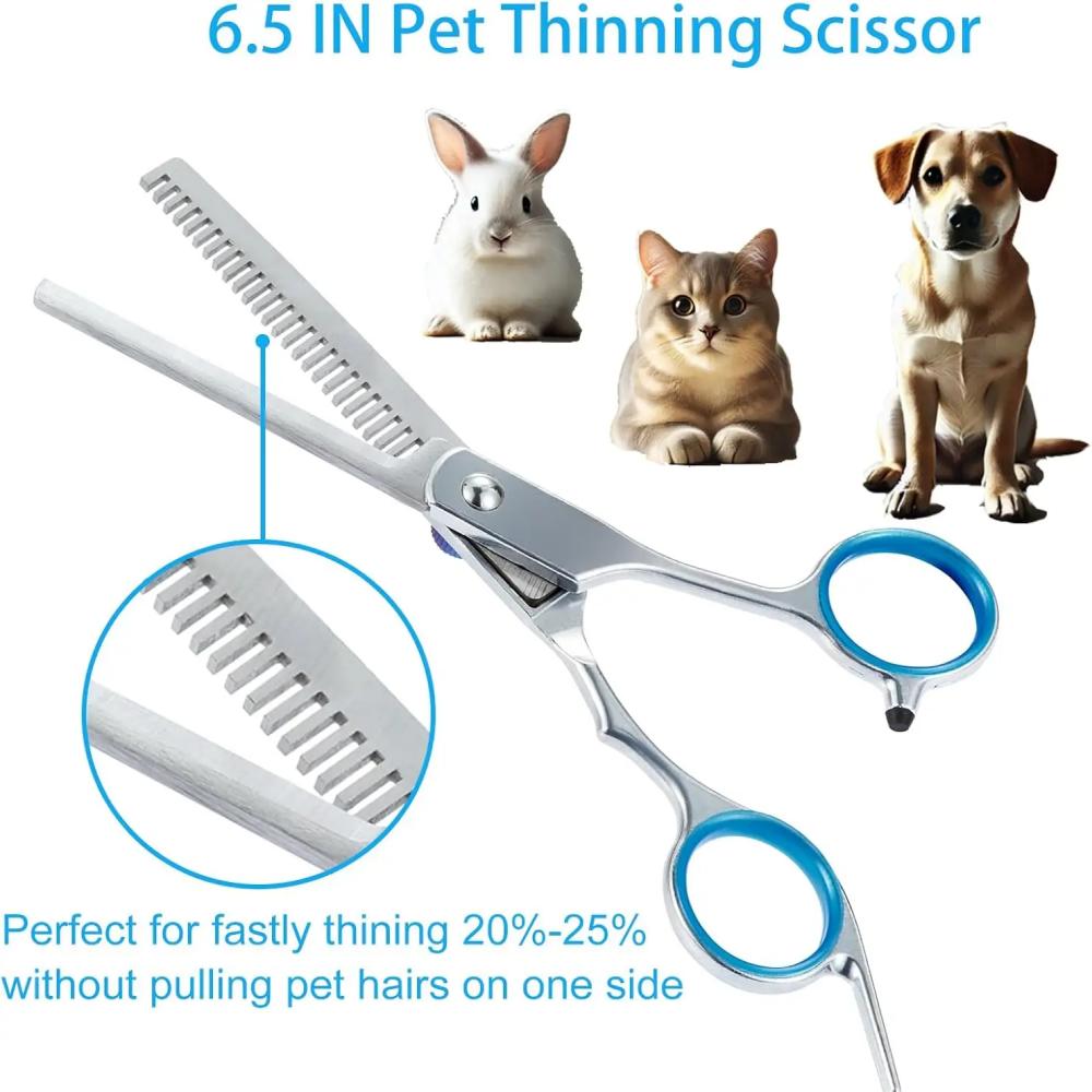 Professional Curved Thinning Scissors 4 In 1 Pet Grooming Kit Safety Round Head Stainless Steel Hair Shear for Dogs Cats