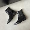 Fashion 2024 Autumn Women Boots Ankle Boots Modern Boots Pointed Toe Leather Shoes Western Chelsea Ladies Shoes Retro Modern Boots