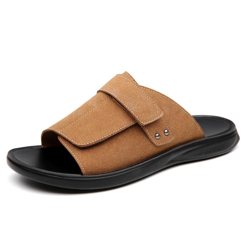 

Summer Leather Slide Sandals Comfortable Lightweight Casual Slip-On Sandals for Indoor & Outdoor, Beach, Pool, House Slippers 38