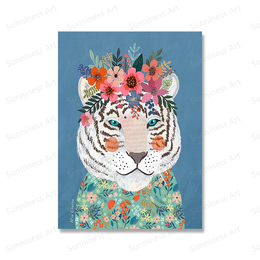 Panda Tiger Löwe Igel Bär Kinderzimmer Wand Kunst Leinwand Malerei Blume Aninmal Poster Und Drucke Bilder für Kinderzimmer Dekor