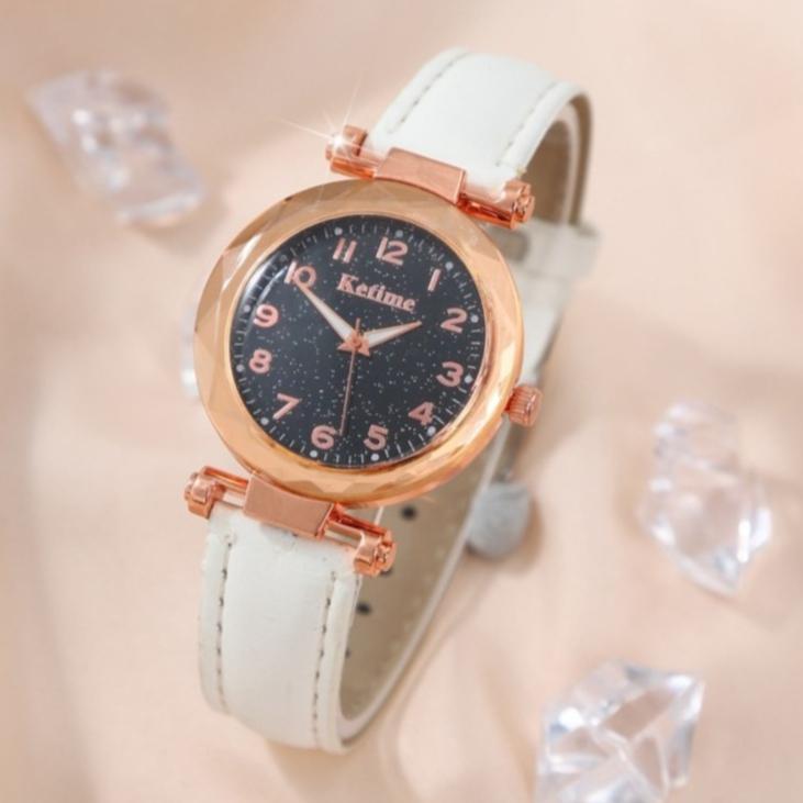 2pcs/set Women Watch Set Elegant Women PU Leather Quartz Watches Analog Fashion Wristwatch Sets Ideal Choice for Gifts.
