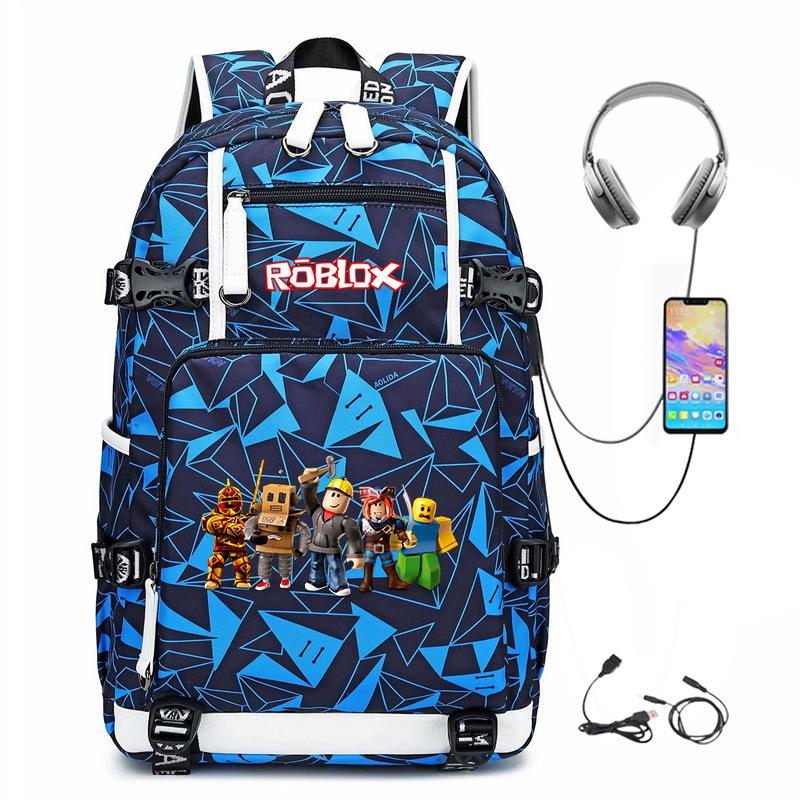 Cartoon Game USB Backpack Large Capacity Hiking Bag College Student Outdoor Travel Casual Daypack