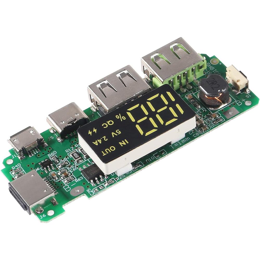 2Pcs 18650 Lithium Battery Charger 5V 2.4A Dual USB Circuit Board Digital LCD Display Module with Overcharge Overdischarge Short
