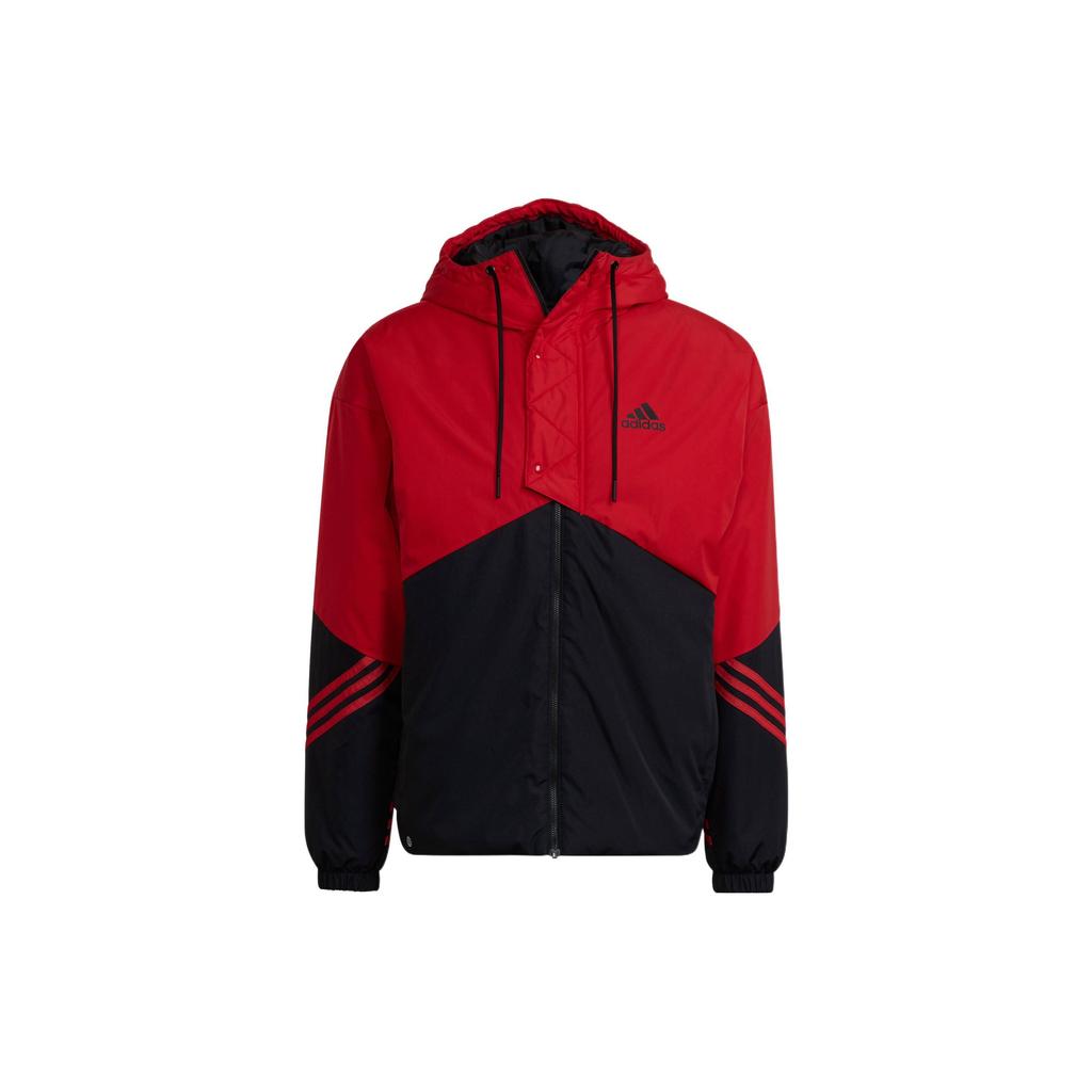 Adidas Color Block Zip-Up Hooded Jacket Men Jackets Light-Crimson H65746
