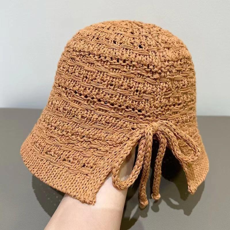 

Панама с разрезом сзади и бантом, женская новая весенне-летняя универсальная вязаная панама 2025 года M（56-58cm） оранжевый