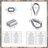 A70U New Cable Ferrule 100Pcs 1/8Inch Crimping Loop Sleeve Crimps 50Pcs M3 Stainless Steel Thimble Rigging For Wire Rope Cable