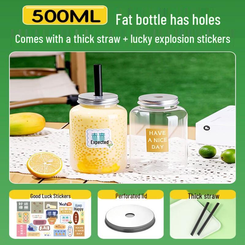 Disposable Milk Tea Cups with Lids and Straws