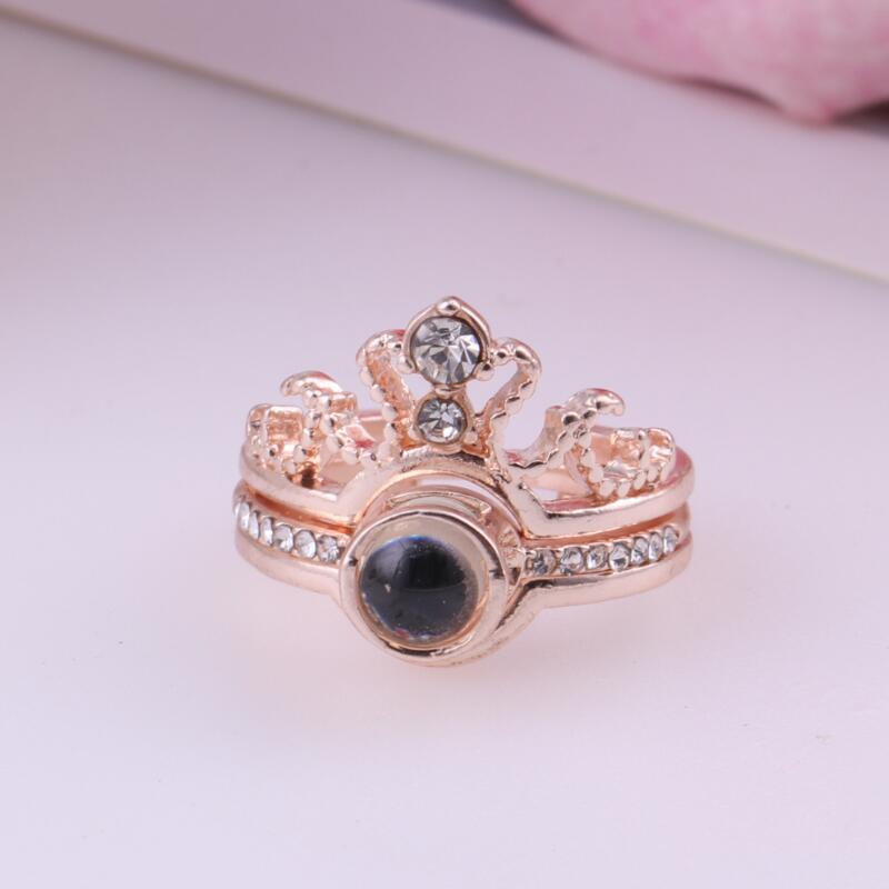 Douyin 100 Language 'I Love You' Crown Ring: Love Memory Confession, Detachable Design