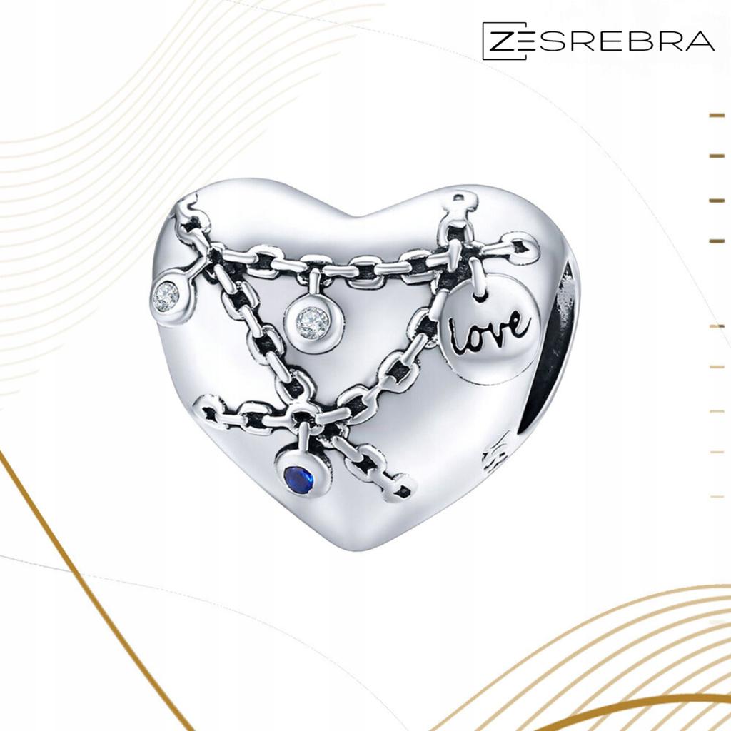 Charms Heart Bond 925 Bead Pendant Chain Zirconia Beads