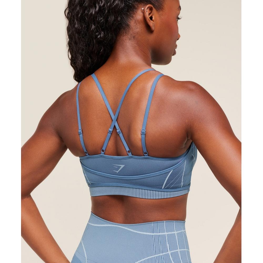 Gymshark Apex Seamless Strappy Sports Bra Worn Blue Gentle Blue B3b3k Uds3