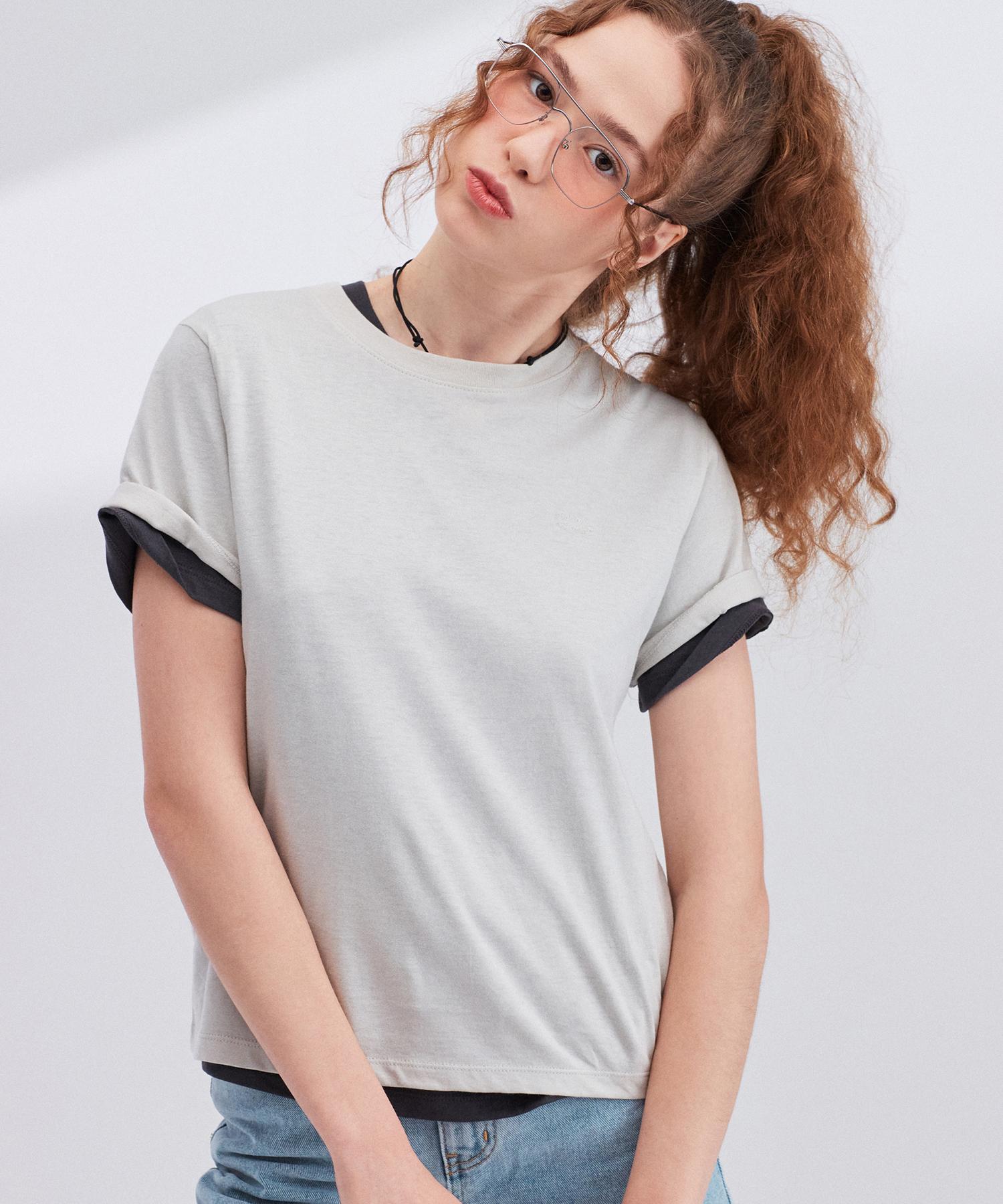 Between A And B Basic Regular Fit T-Shirt [Light Beige] Light Beige / Free Size
