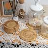 8-10cm Rattan Cup Mat 6Pcs Drink Coasters Set for Kungfu Tea Accessories Round Tableware Placemat Dish Mat Rattan Weave Cup Mat Cup Holders 5