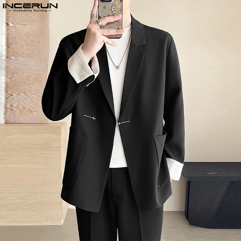 INCERUN Bărbați, cu rever, cu mânecă lungă, cu cusături în față deschise, blazer largi