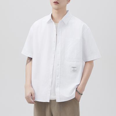 Neuer Japanischer Retro-Arbeitsanzug Kurzarmhemd Herren Gestreift Weit Amerikanisch Sommer Halbarmhemd