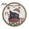 Holiday Gift Ideas Christmas Black Cat Wall Decor, Layered Wooden Hanging Sign, Round 2D Modern Home Art Flat Decoration for Living Room Bedroom